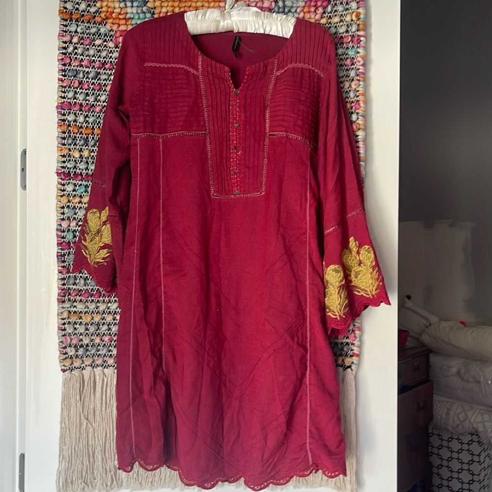 Beautiful Boho embroidery and pleated tunic or dress